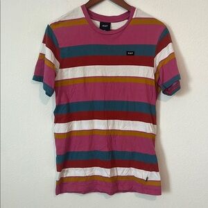 HUF Men's Striped Multicolor Short Sleeve T-Shirt
